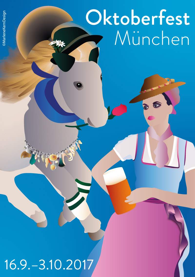 Plakatdesigner – Plakatentwurf mit Teilnahme am Wettbewerb 2017 zur Ermittlung des Plakatdesigns für das Oktoberfest 2017 der Stadt München. © Marlene Kern Design, Online Werbeagentur.